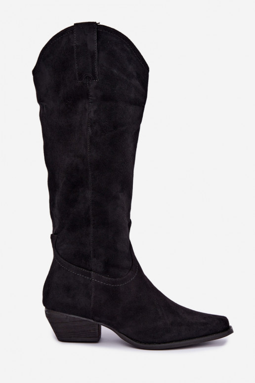Botas de cowboy pretas de cano alto com salto baixo Grisel