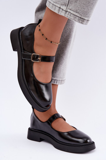 Sapatos pretos com saltos largos Lareine