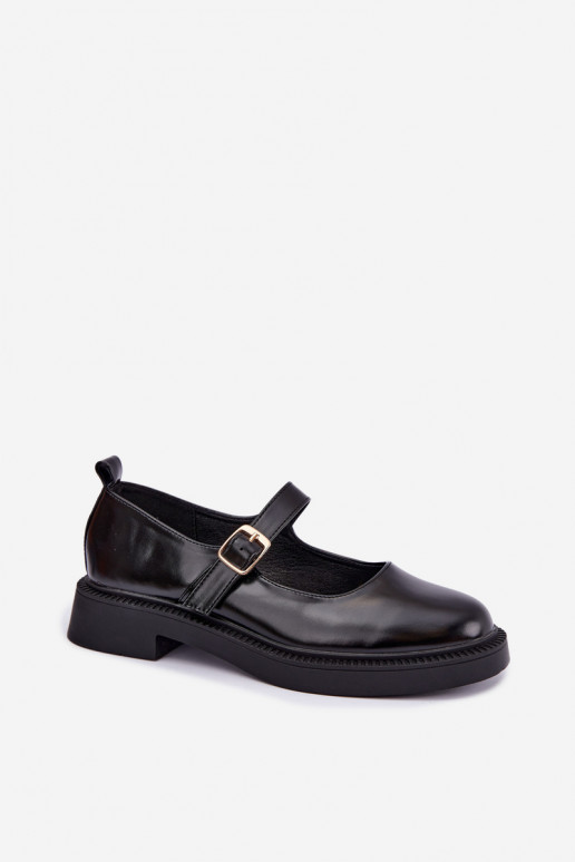 Sapatos pretos com saltos largos Lareine