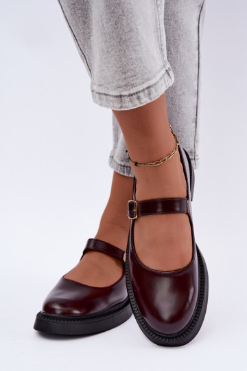 Sapatos bordeaux com saltos largos Lareine