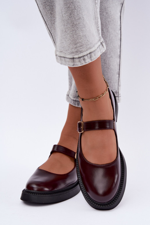 Sapatos bordeaux com saltos largos Lareine
