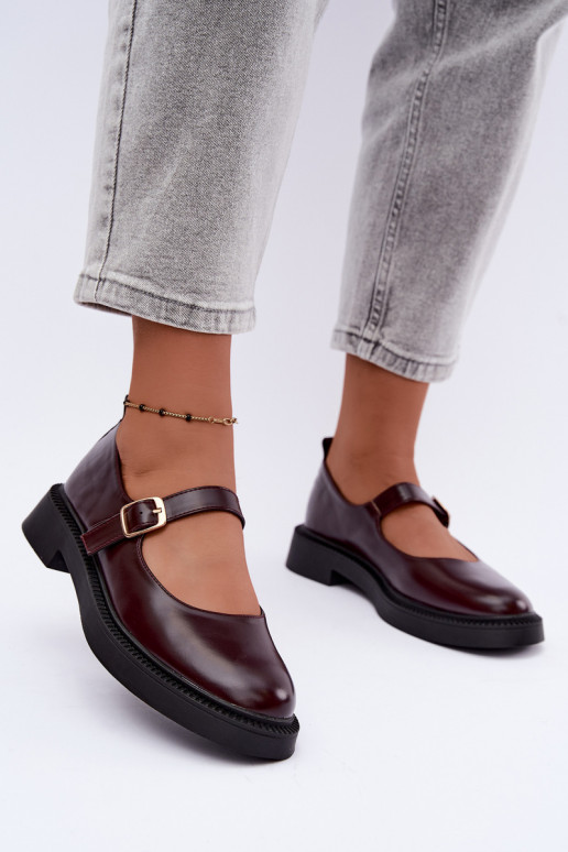 Sapatos bordeaux com saltos largos Lareine