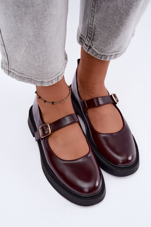 Sapatos bordeaux com saltos largos Lareine