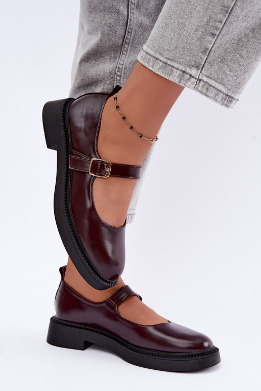 Sapatos bordeaux com saltos largos Lareine
