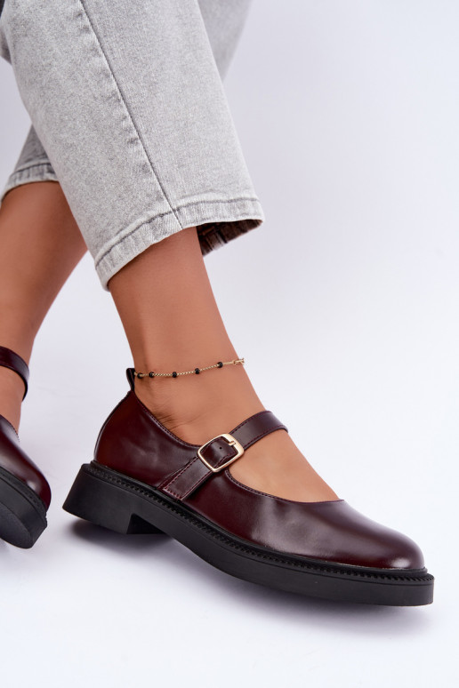 Sapatos bordeaux com saltos largos Lareine