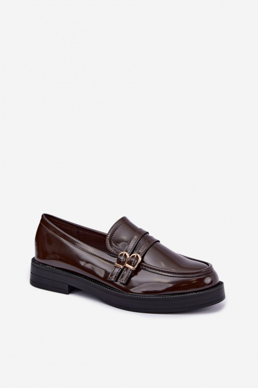 Mocassins de chocolate femininos com tiras Perline