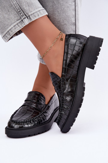 Mocassins pretos com relevo Rhosyn 2