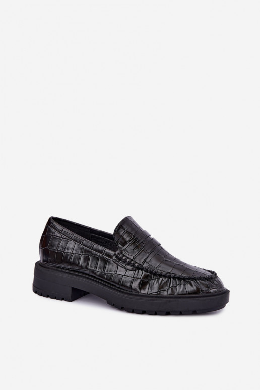 Mocassins pretos com relevo Rhosyn