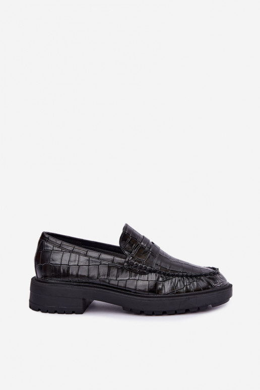 Mocassins pretos com relevo Rhosyn