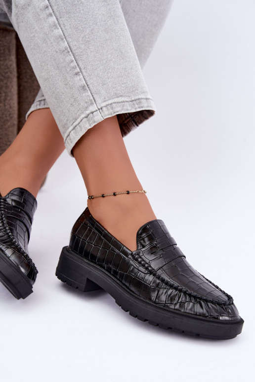 Mocassins pretos com relevo Rhosyn