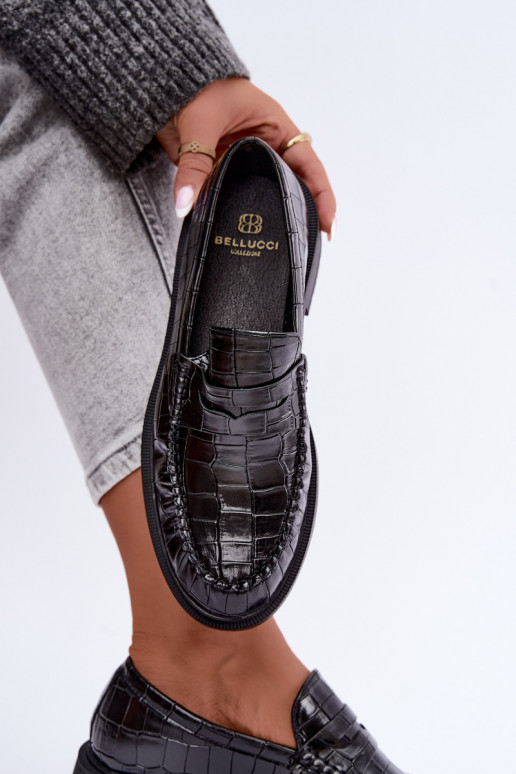 Mocassins pretos com relevo Rhosyn