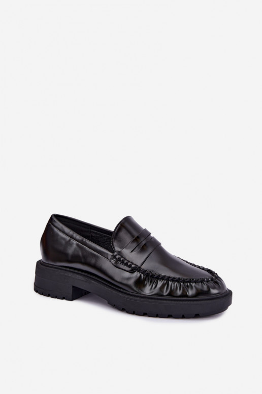 Mocassins pretos com babados Rhosyn