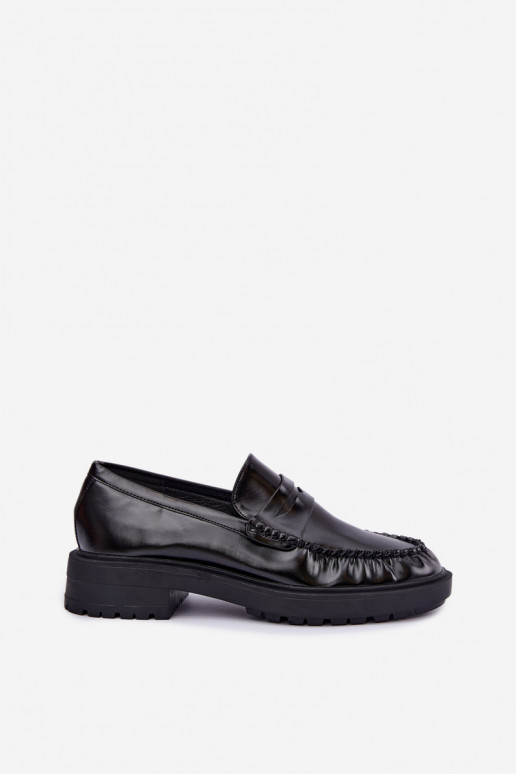 Mocassins pretos com babados Rhosyn