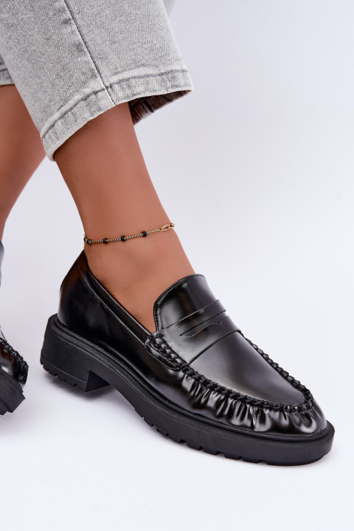 Mocassins pretos com babados Rhosyn