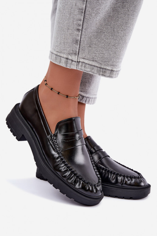 Mocassins pretos com babados Rhosyn