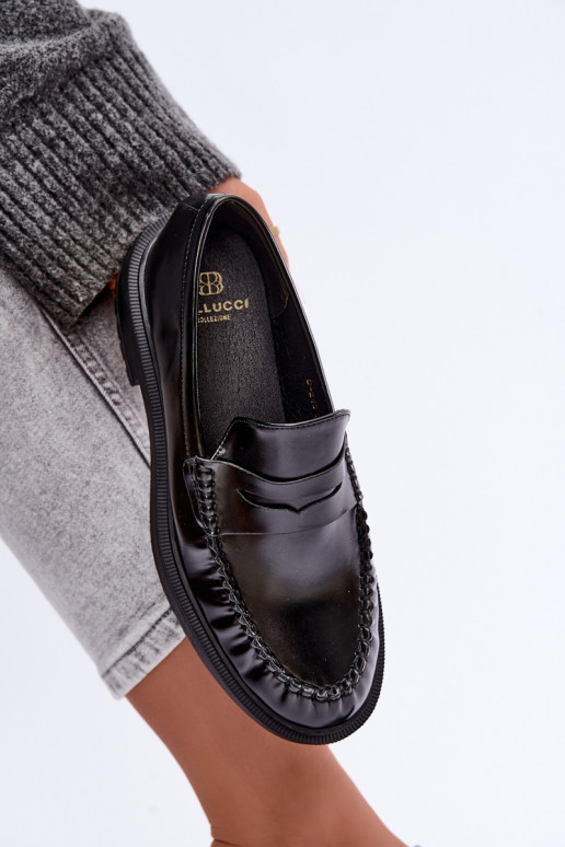 Mocassins pretos com babados Rhosyn