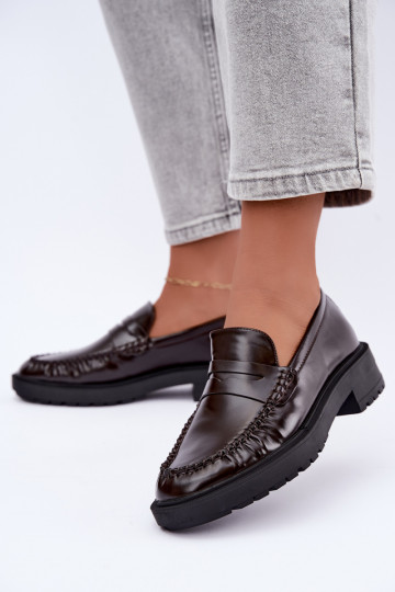 Mocassins de chocolate com babados Rhosyn