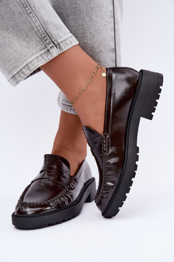 Mocassins de chocolate com babados Rhosyn 2