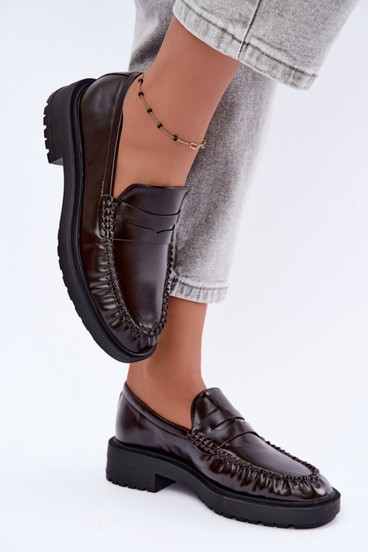 Mocassins de chocolate com babados Rhosyn
