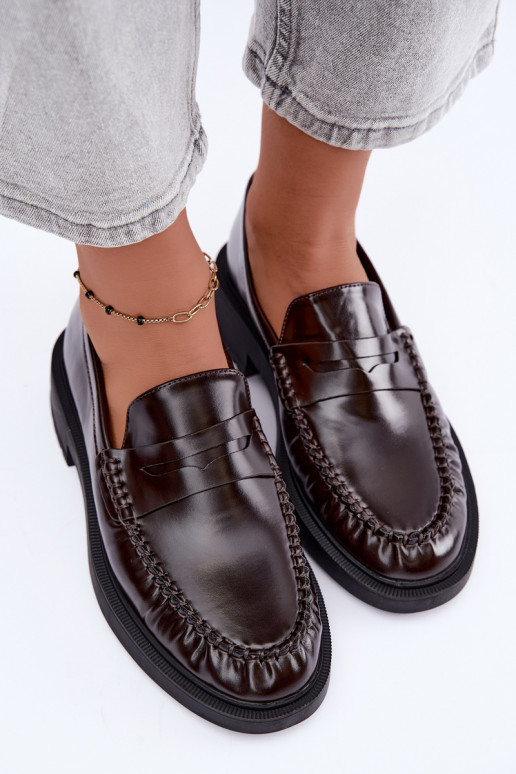 Mocassins de chocolate com babados Rhosyn