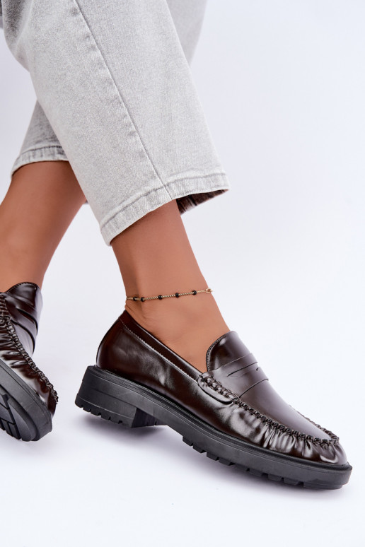 Mocassins de chocolate com babados Rhosyn