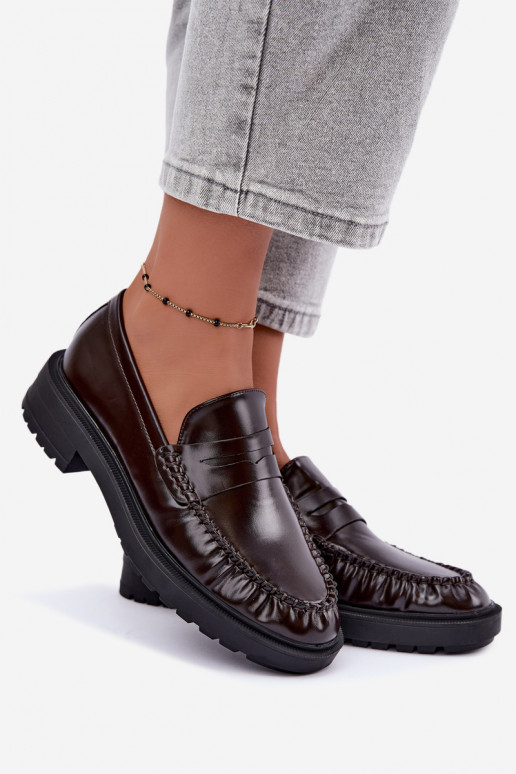Mocassins de chocolate com babados Rhosyn