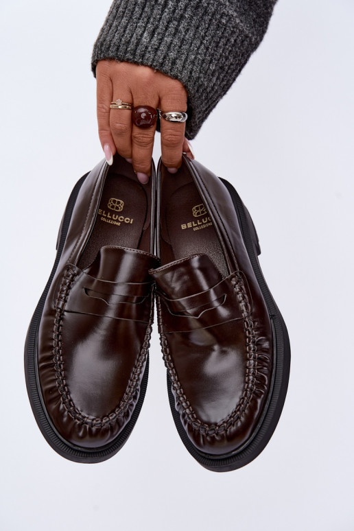 Mocassins de chocolate com babados Rhosyn