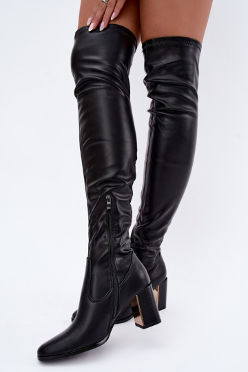 Botas acima do joelho na cor preta com salto Primelle 2