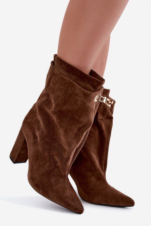Fiametta botins quentes slip-on na cor castanha