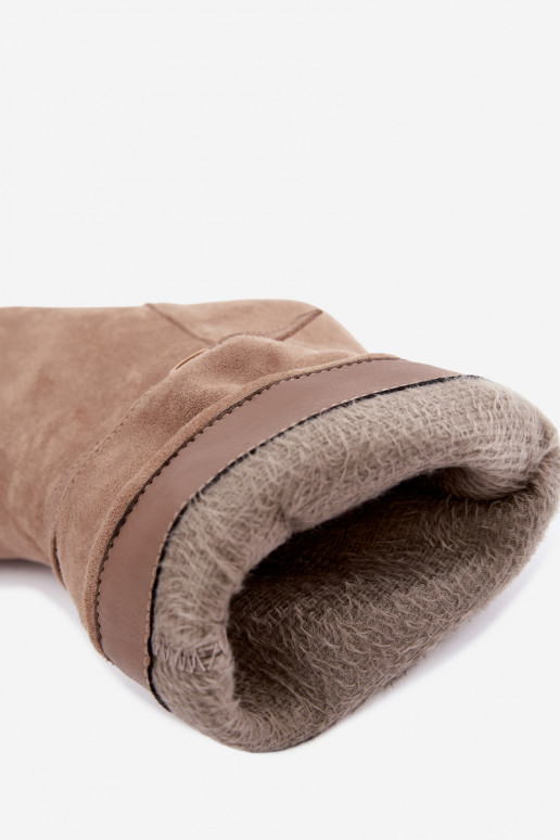 Eponine botins quentes slip-on com saltos finos na cor areia