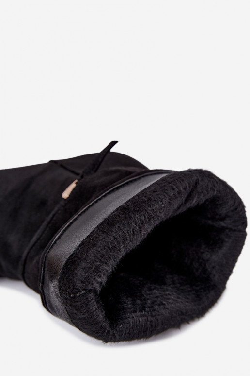 Eponine botins quentes slip-on com saltos finos na cor preta