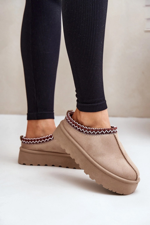 Botas de neve baixas femininas em areia com anéis bordados em plataforma Įjungtarirya