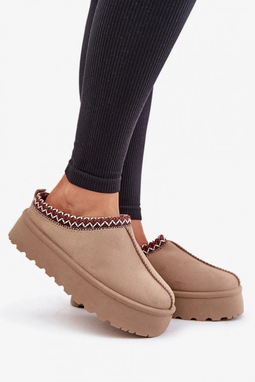 Botas de neve baixas femininas em areia com anéis bordados em plataforma Įjungtarirya