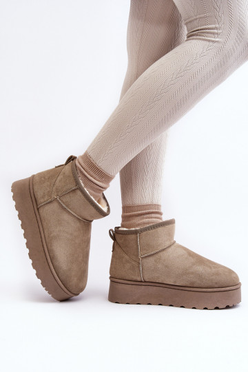 Botas de neve verdes femininas em plataforma com isolamento e pelo dentro Xamella
