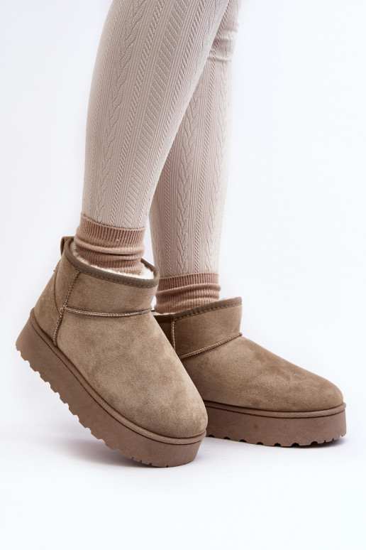 Botas de neve verdes femininas em plataforma com isolamento e pelo dentro Xamella