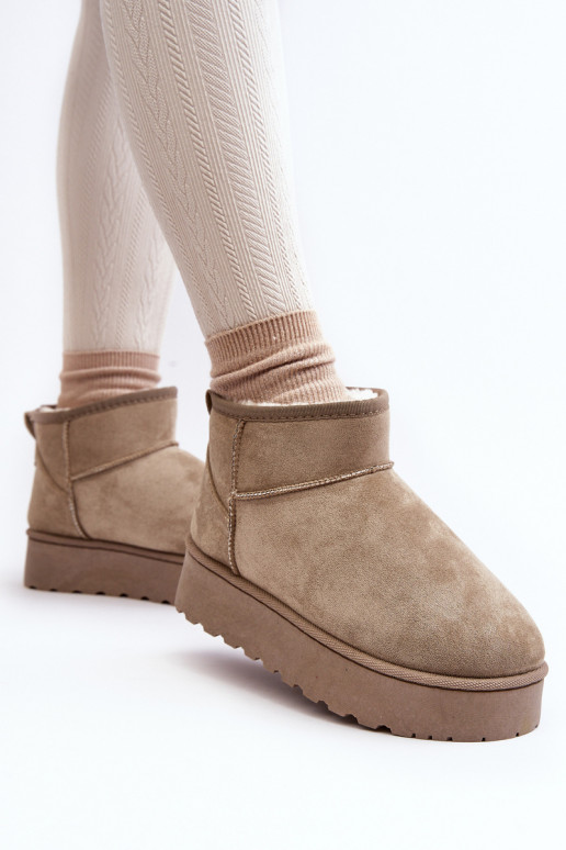 Botas de neve verdes femininas em plataforma com isolamento e pelo dentro Xamella