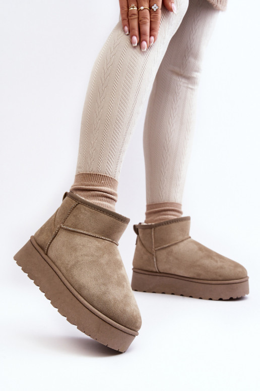 Botas de neve verdes femininas em plataforma com isolamento e pelo dentro Xamella