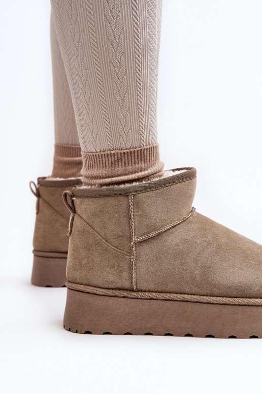 Botas de neve verdes femininas em plataforma com isolamento e pelo dentro Xamella
