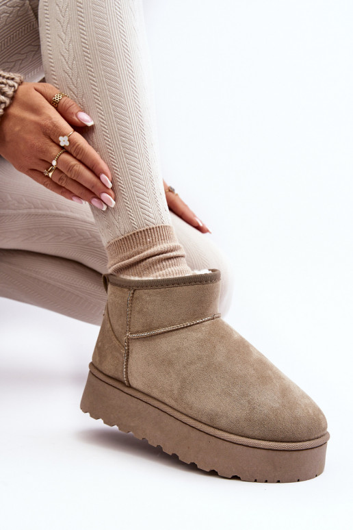 Botas de neve verdes femininas em plataforma com isolamento e pelo dentro Xamella