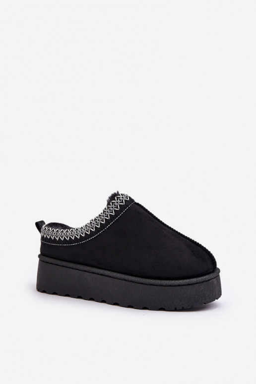 Botas de neve pretas femininas em plataforma com isolamento e pelo dentro Remenia