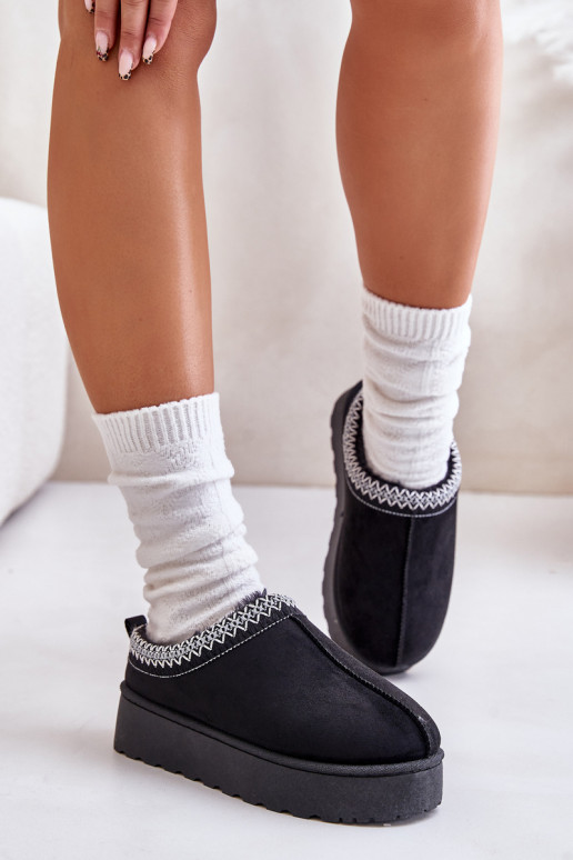 Botas de neve pretas femininas em plataforma com isolamento e pelo dentro Remenia