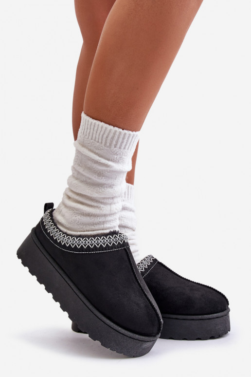 Botas de neve pretas femininas em plataforma com isolamento e pelo dentro Remenia