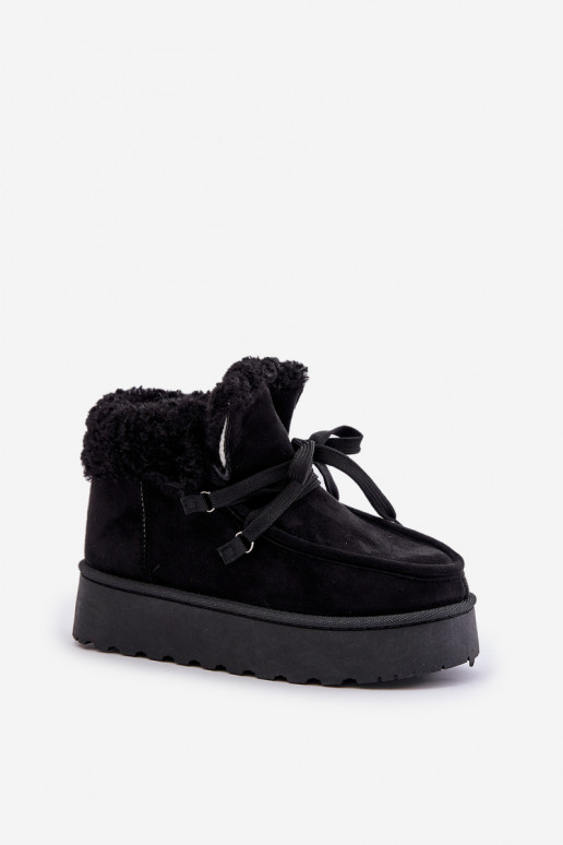 Botas de neve pretas femininas em plataforma com pelo Ciabellae