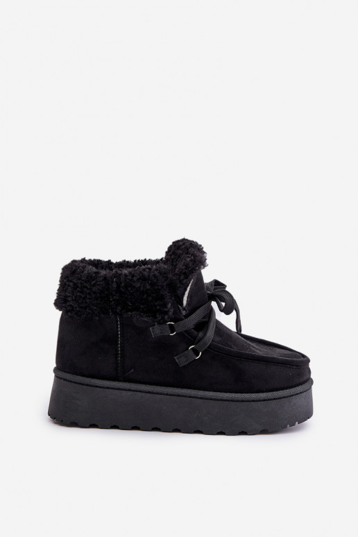 Botas de neve pretas femininas em plataforma com pelo Ciabellae