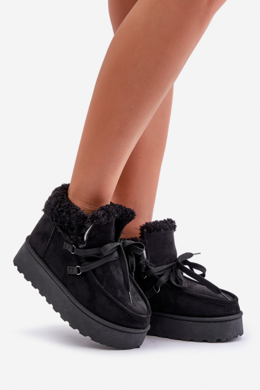 Botas de neve pretas femininas em plataforma com pelo Ciabellae