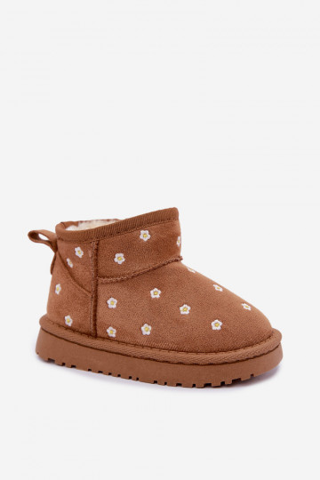 Botas de neve infantis com motivos florais, cor marrom, Gracina