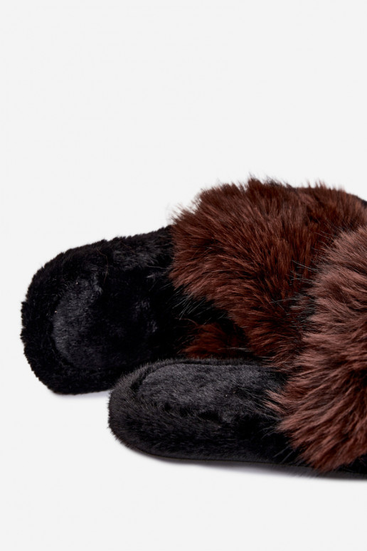 Chinelos femininos Fiorabelle com pelo castanho