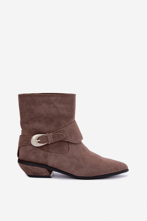 Botins isolados Serenelle em estilo cowboy em camurça sintética bege