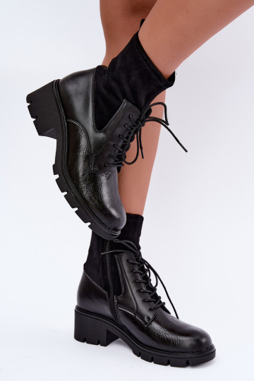 Botins isolados femininos com salto pretos Aurelis