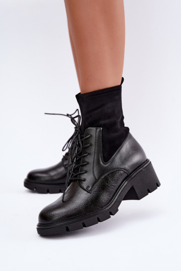 Botins isolados femininos com salto pretos Aurelis 2